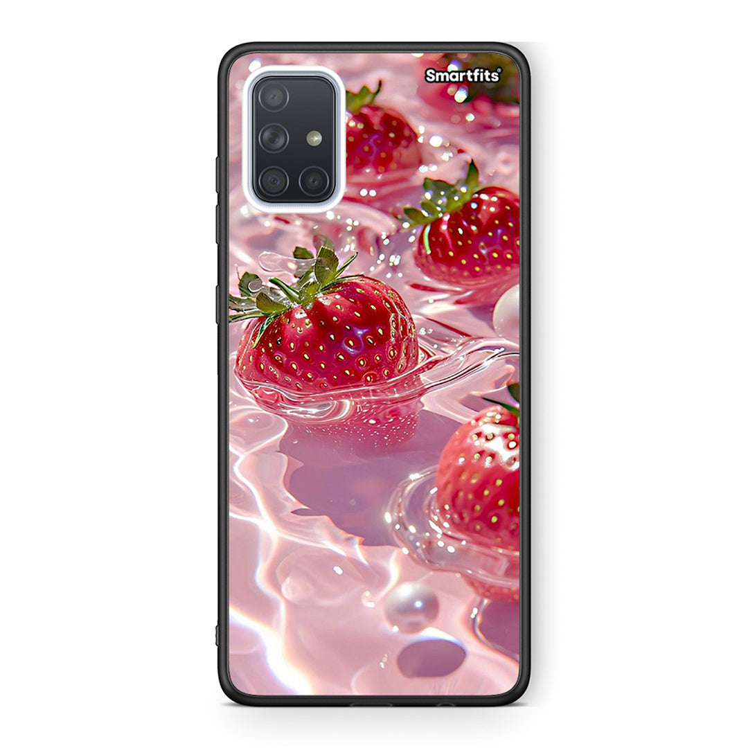 Samsung A71 Juicy Strawberries θήκη από τη Smartfits με σχέδιο στο πίσω μέρος και μαύρο περίβλημα | Smartphone case with colorful back and black bezels by Smartfits