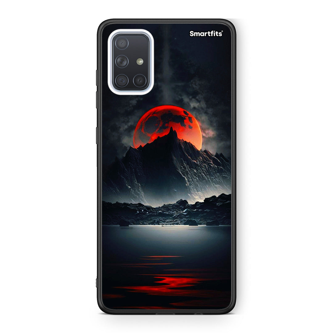 Samsung A71 Red Full Moon θήκη από τη Smartfits με σχέδιο στο πίσω μέρος και μαύρο περίβλημα | Smartphone case with colorful back and black bezels by Smartfits