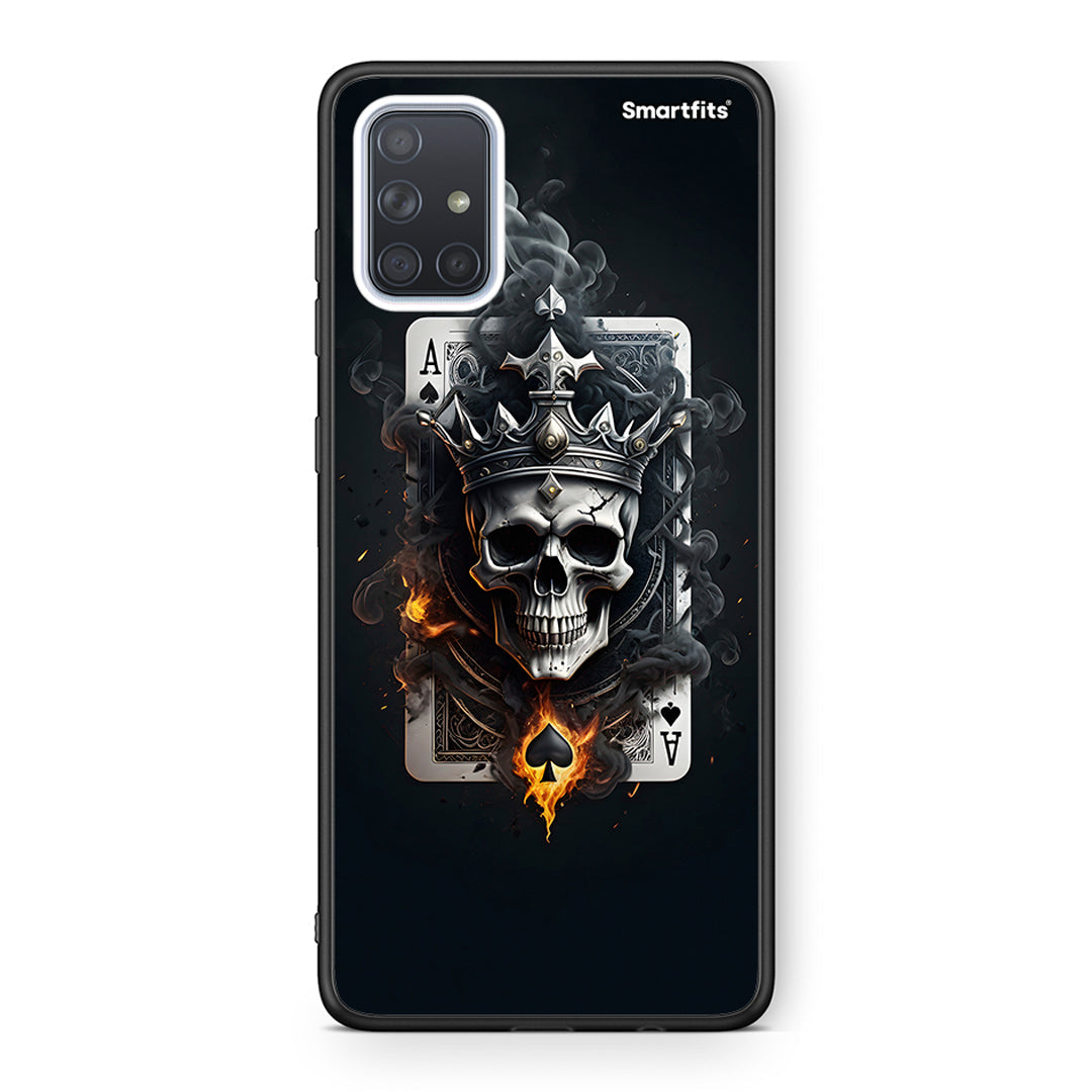 Samsung A51 Skull King Ace θήκη από τη Smartfits με σχέδιο στο πίσω μέρος και μαύρο περίβλημα | Smartphone case with colorful back and black bezels by Smartfits