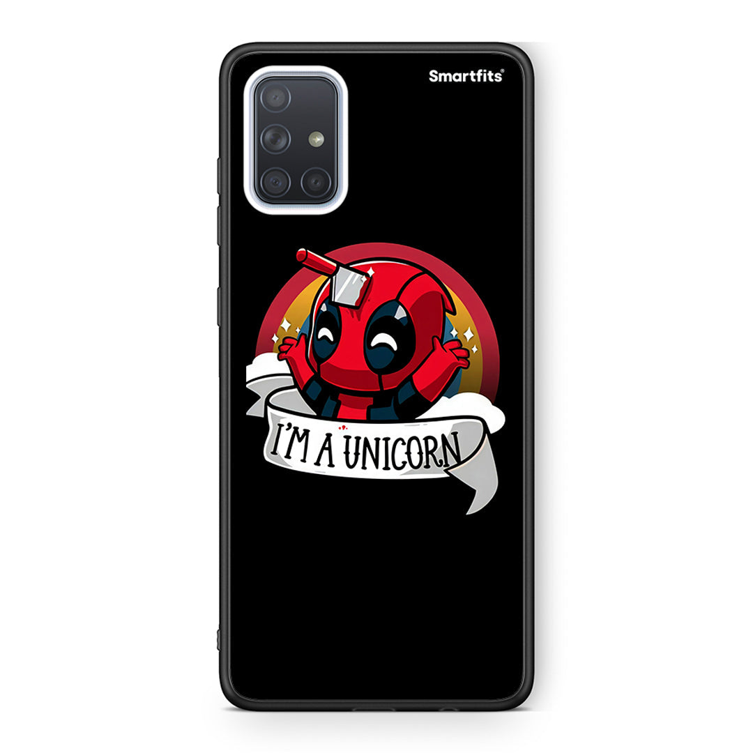 Samsung A51 Unicorn Deadpool θήκη από τη Smartfits με σχέδιο στο πίσω μέρος και μαύρο περίβλημα | Smartphone case with colorful back and black bezels by Smartfits