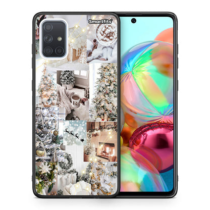 Θήκη Samsung A71 White Christmas από τη Smartfits με σχέδιο στο πίσω μέρος και μαύρο περίβλημα | Samsung A71 White Christmas case with colorful back and black bezels