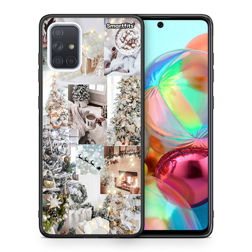 Θήκη Samsung A71 White Christmas από τη Smartfits με σχέδιο στο πίσω μέρος και μαύρο περίβλημα | Samsung A71 White Christmas case with colorful back and black bezels