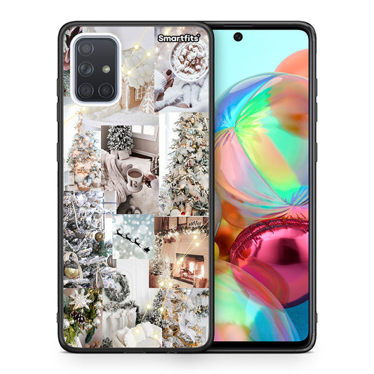 Θήκη Samsung A71 White Christmas από τη Smartfits με σχέδιο στο πίσω μέρος και μαύρο περίβλημα | Samsung A71 White Christmas case with colorful back and black bezels
