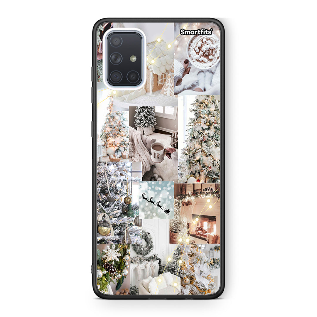 Samsung A51 White Christmas θήκη από τη Smartfits με σχέδιο στο πίσω μέρος και μαύρο περίβλημα | Smartphone case with colorful back and black bezels by Smartfits