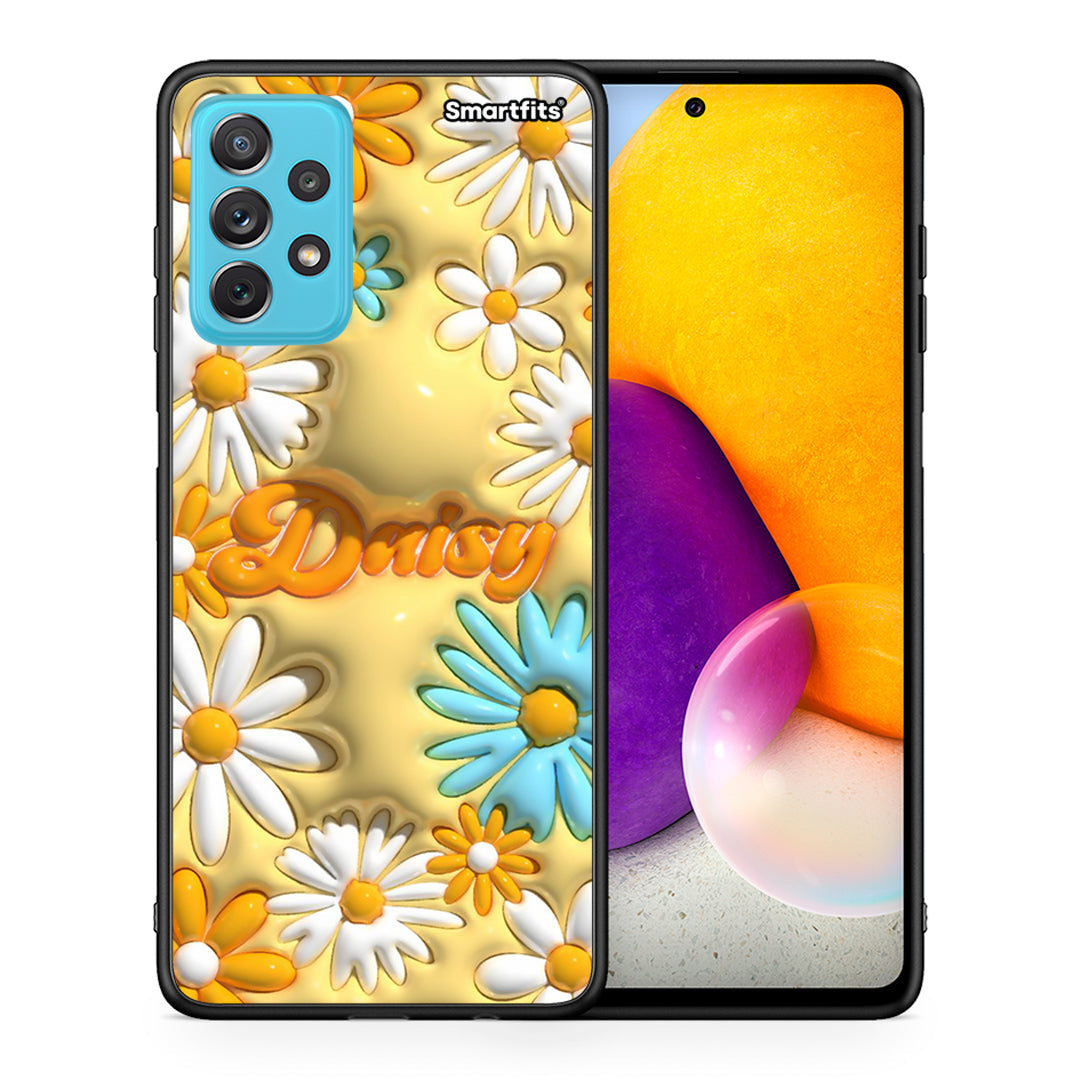 Θήκη Samsung A72 Bubble Daisies από τη Smartfits με σχέδιο στο πίσω μέρος και μαύρο περίβλημα | Samsung A72 Bubble Daisies case with colorful back and black bezels
