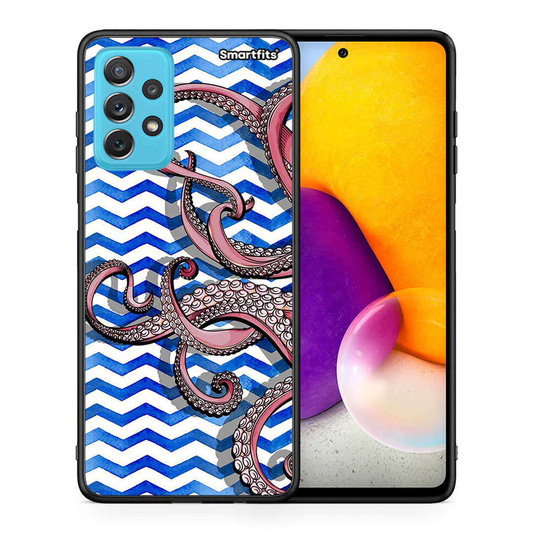 Θήκη Samsung A72 Chevron Devilfish από τη Smartfits με σχέδιο στο πίσω μέρος και μαύρο περίβλημα | Samsung A72 Chevron Devilfish case with colorful back and black bezels