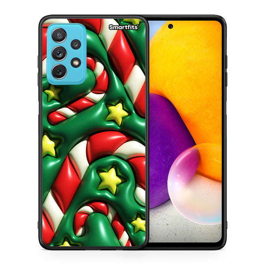 Θήκη Samsung A72 Christmas Bubbles από τη Smartfits με σχέδιο στο πίσω μέρος και μαύρο περίβλημα | Samsung A72 Christmas Bubbles case with colorful back and black bezels