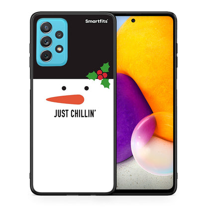 Θήκη Samsung A72 Christmas Chillin από τη Smartfits με σχέδιο στο πίσω μέρος και μαύρο περίβλημα | Samsung A72 Christmas Chillin case with colorful back and black bezels