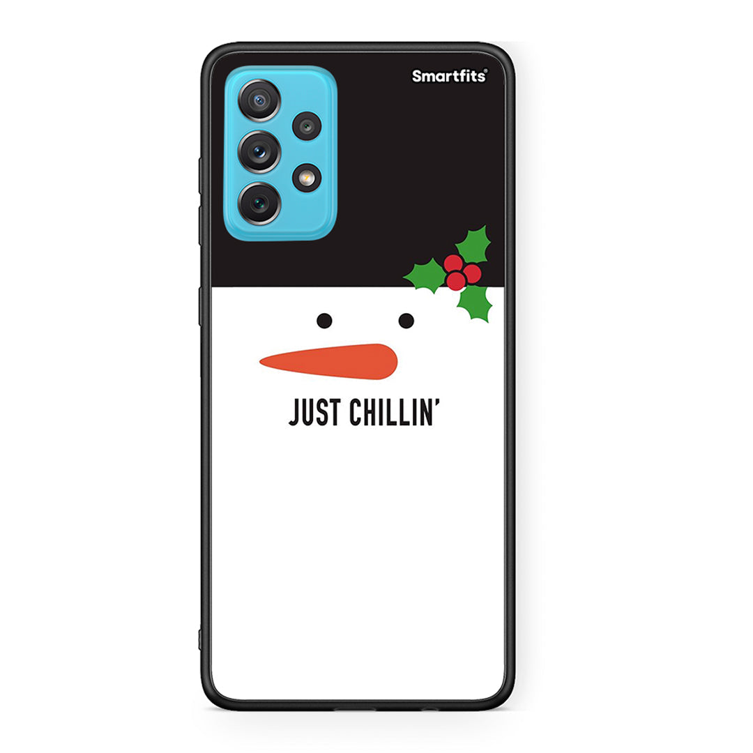 Samsung A72 Christmas Chillin θήκη από τη Smartfits με σχέδιο στο πίσω μέρος και μαύρο περίβλημα | Smartphone case with colorful back and black bezels by Smartfits