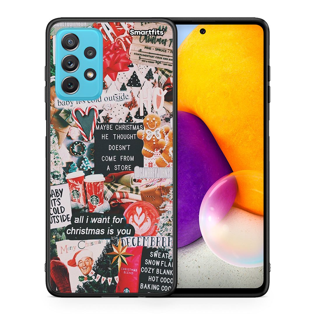 Θήκη Samsung A72 Christmas Happiness από τη Smartfits με σχέδιο στο πίσω μέρος και μαύρο περίβλημα | Samsung A72 Christmas Happiness case with colorful back and black bezels
