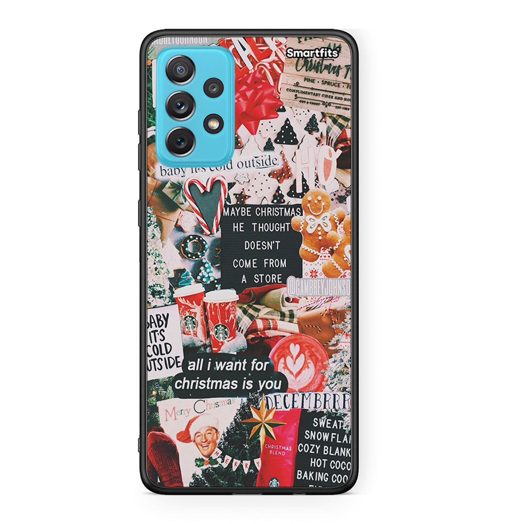 Samsung A72 Christmas Happiness θήκη από τη Smartfits με σχέδιο στο πίσω μέρος και μαύρο περίβλημα | Smartphone case with colorful back and black bezels by Smartfits