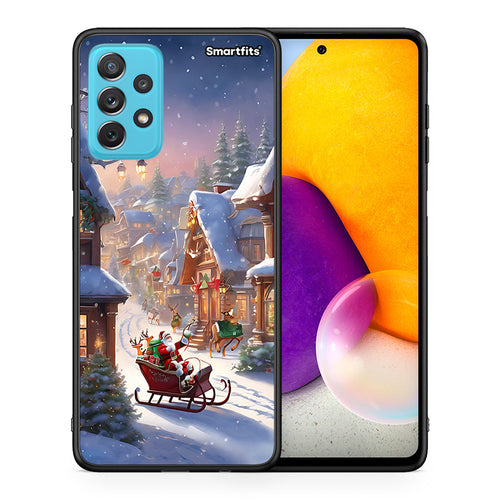 Θήκη Samsung A72 Christmas Snow από τη Smartfits με σχέδιο στο πίσω μέρος και μαύρο περίβλημα | Samsung A72 Christmas Snow case with colorful back and black bezels