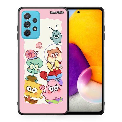 Θήκη Samsung A72 Cute Companion από τη Smartfits με σχέδιο στο πίσω μέρος και μαύρο περίβλημα | Samsung A72 Cute Companion case with colorful back and black bezels