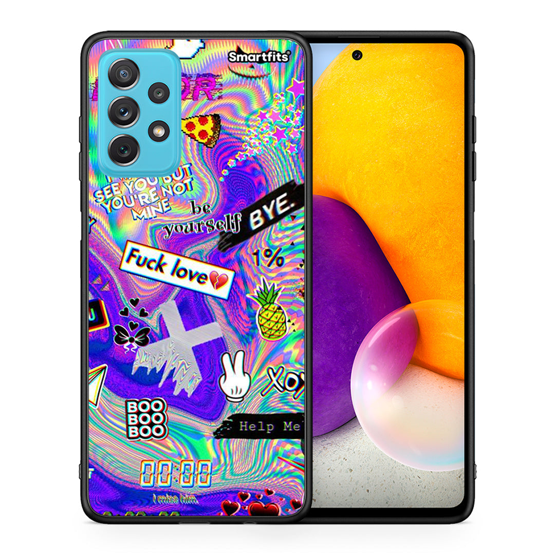 Θήκη Samsung A72 Game Over από τη Smartfits με σχέδιο στο πίσω μέρος και μαύρο περίβλημα | Samsung A72 Game Over case with colorful back and black bezels