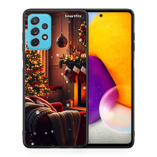 Θήκη Samsung A72 Home For Christmas από τη Smartfits με σχέδιο στο πίσω μέρος και μαύρο περίβλημα | Samsung A72 Home For Christmas case with colorful back and black bezels
