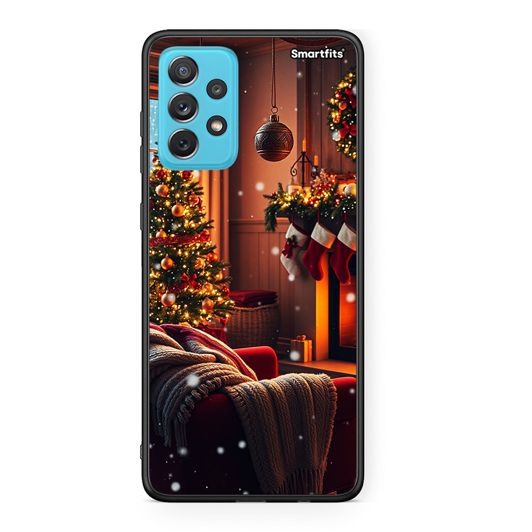 Samsung A72 Home For Christmas θήκη από τη Smartfits με σχέδιο στο πίσω μέρος και μαύρο περίβλημα | Smartphone case with colorful back and black bezels by Smartfits