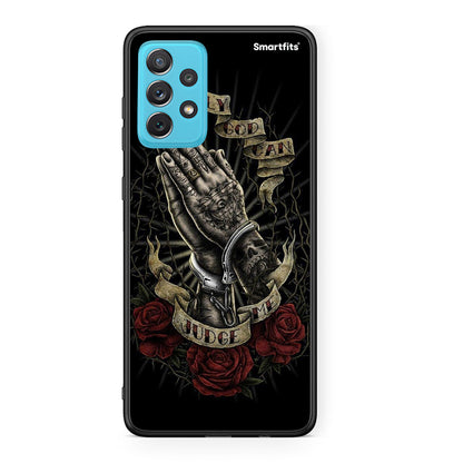 Samsung A72 Judge By God θήκη από τη Smartfits με σχέδιο στο πίσω μέρος και μαύρο περίβλημα | Smartphone case with colorful back and black bezels by Smartfits