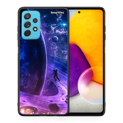 Θήκη Samsung A72 Lost Astronaut από τη Smartfits με σχέδιο στο πίσω μέρος και μαύρο περίβλημα | Samsung A72 Lost Astronaut case with colorful back and black bezels