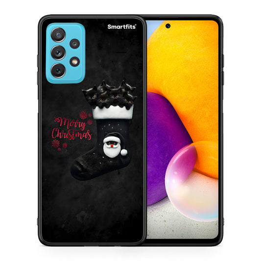 Θήκη Samsung A72 Merry Cat Christmas από τη Smartfits με σχέδιο στο πίσω μέρος και μαύρο περίβλημα | Samsung A72 Merry Cat Christmas case with colorful back and black bezels