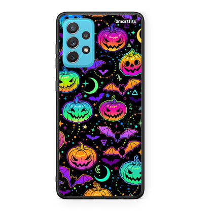 Samsung A72 Neon Halloween θήκη από τη Smartfits με σχέδιο στο πίσω μέρος και μαύρο περίβλημα | Smartphone case with colorful back and black bezels by Smartfits