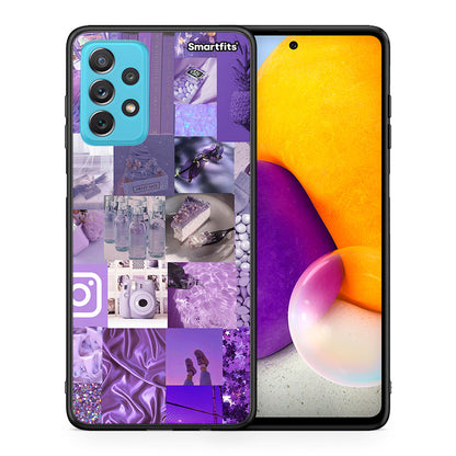 Θήκη Samsung A72 Purple Aesthetic Collage από τη Smartfits με σχέδιο στο πίσω μέρος και μαύρο περίβλημα | Samsung A72 Purple Aesthetic Collage case with colorful back and black bezels