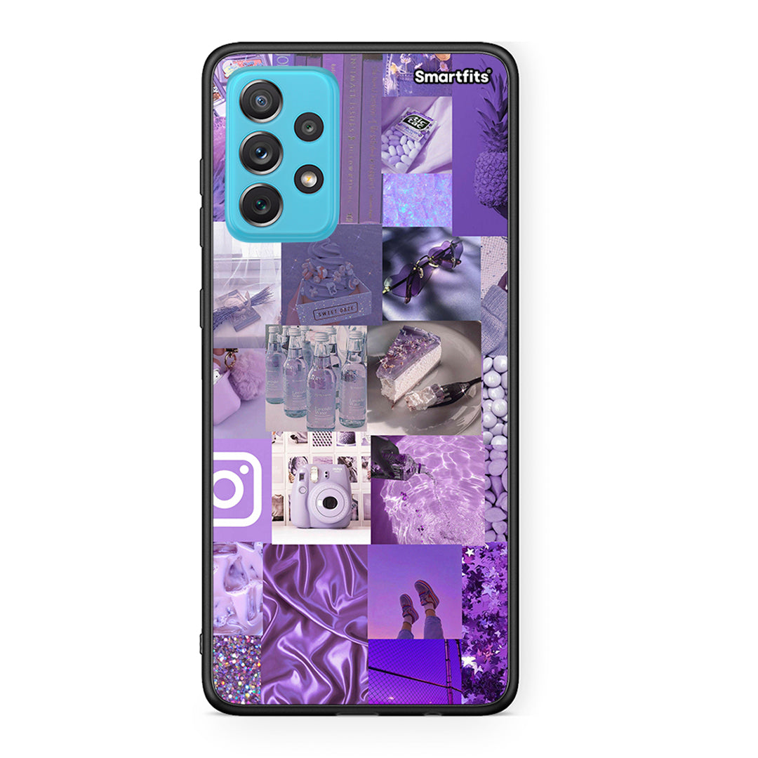 Samsung A72 Purple Aesthetic Collage θήκη από τη Smartfits με σχέδιο στο πίσω μέρος και μαύρο περίβλημα | Smartphone case with colorful back and black bezels by Smartfits