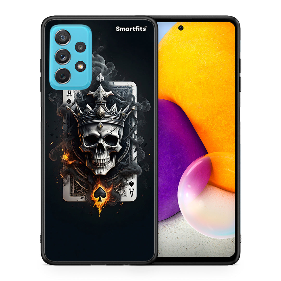 Θήκη Samsung A72 Skull King Ace από τη Smartfits με σχέδιο στο πίσω μέρος και μαύρο περίβλημα | Samsung A72 Skull King Ace case with colorful back and black bezels