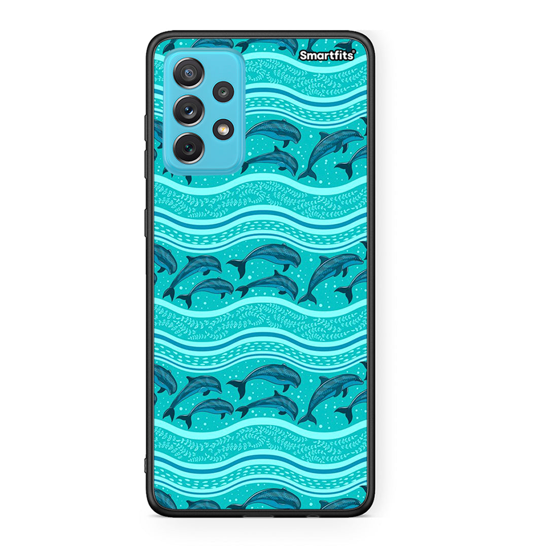 Samsung A72 Swimming Dolphins θήκη από τη Smartfits με σχέδιο στο πίσω μέρος και μαύρο περίβλημα | Smartphone case with colorful back and black bezels by Smartfits