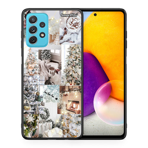 Θήκη Samsung A72 White Christmas από τη Smartfits με σχέδιο στο πίσω μέρος και μαύρο περίβλημα | Samsung A72 White Christmas case with colorful back and black bezels