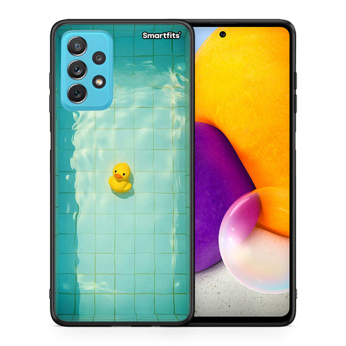 Θήκη Samsung A72 Yellow Duck από τη Smartfits με σχέδιο στο πίσω μέρος και μαύρο περίβλημα | Samsung A72 Yellow Duck case with colorful back and black bezels