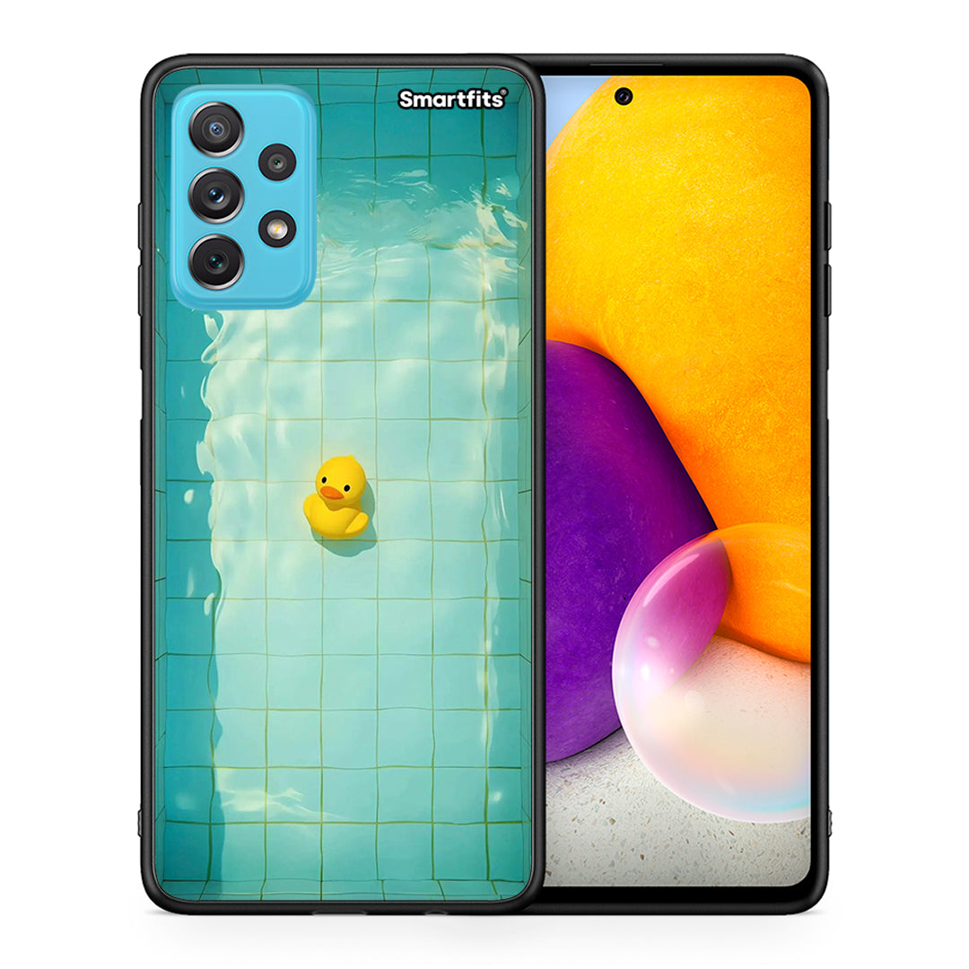 Θήκη Samsung A72 Yellow Duck από τη Smartfits με σχέδιο στο πίσω μέρος και μαύρο περίβλημα | Samsung A72 Yellow Duck case with colorful back and black bezels