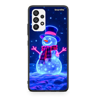 Thumbnail for Samsung A73 5G Christmas Neon Snowman θήκη από τη Smartfits με σχέδιο στο πίσω μέρος και μαύρο περίβλημα | Smartphone case with colorful back and black bezels by Smartfits