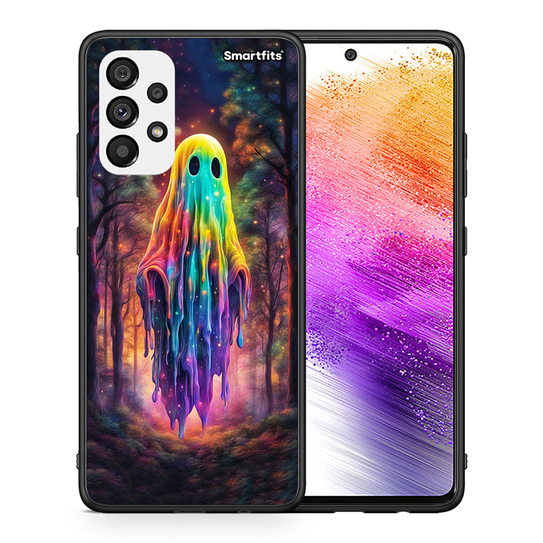 Θήκη Samsung A73 5G Halloween Ghost από τη Smartfits με σχέδιο στο πίσω μέρος και μαύρο περίβλημα | Samsung A73 5G Halloween Ghost case with colorful back and black bezels