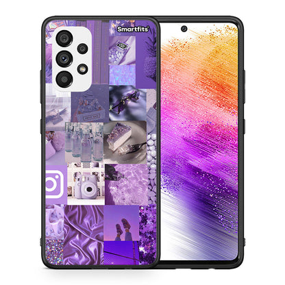 Θήκη Samsung A73 5G Purple Aesthetic Collage από τη Smartfits με σχέδιο στο πίσω μέρος και μαύρο περίβλημα | Samsung A73 5G Purple Aesthetic Collage case with colorful back and black bezels