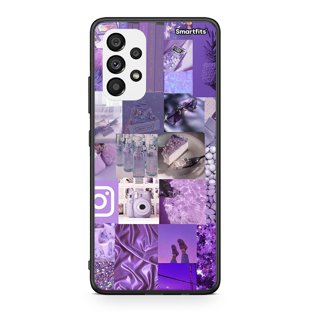 Samsung A73 5G Purple Aesthetic Collage θήκη από τη Smartfits με σχέδιο στο πίσω μέρος και μαύρο περίβλημα | Smartphone case with colorful back and black bezels by Smartfits
