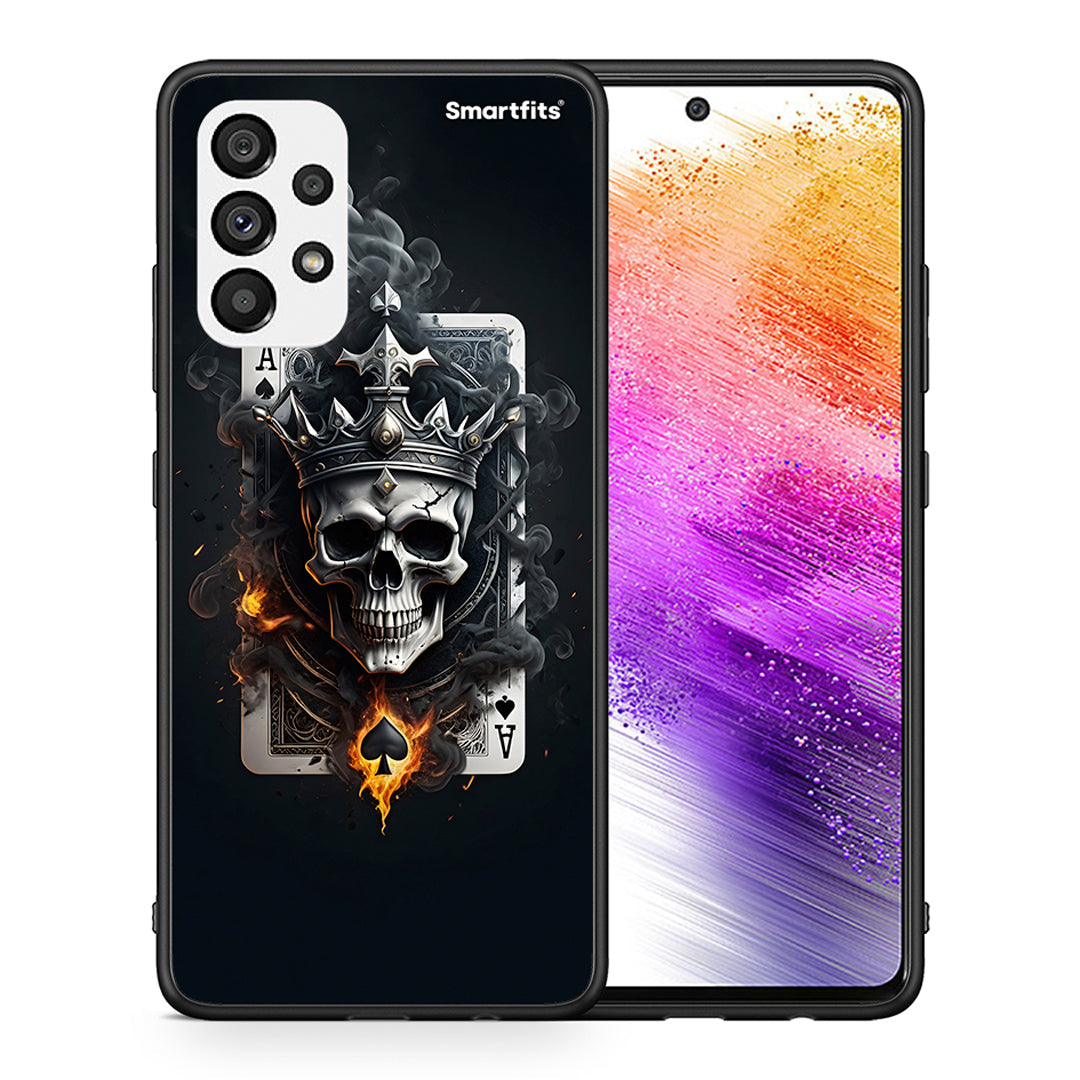 Θήκη Samsung A73 5G Skull King Ace από τη Smartfits με σχέδιο στο πίσω μέρος και μαύρο περίβλημα | Samsung A73 5G Skull King Ace case with colorful back and black bezels