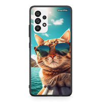 Thumbnail for Samsung A73 5G Summer Cat θήκη από τη Smartfits με σχέδιο στο πίσω μέρος και μαύρο περίβλημα | Smartphone case with colorful back and black bezels by Smartfits