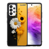 Thumbnail for Θήκη Samsung A73 5G Yellow Daisies από τη Smartfits με σχέδιο στο πίσω μέρος και μαύρο περίβλημα | Samsung A73 5G Yellow Daisies case with colorful back and black bezels