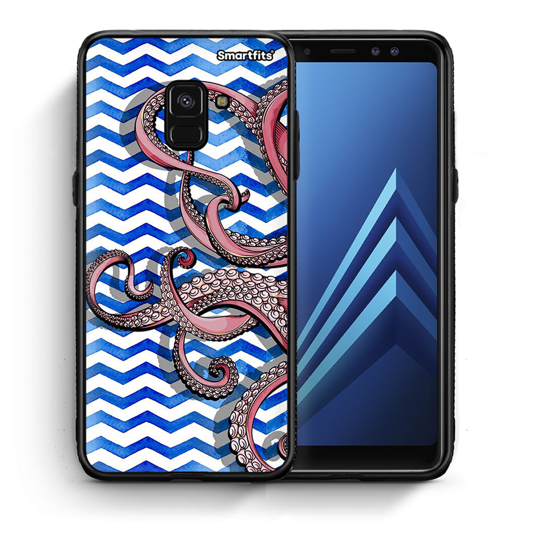 Θήκη Samsung A8 Chevron Devilfish από τη Smartfits με σχέδιο στο πίσω μέρος και μαύρο περίβλημα | Samsung A8 Chevron Devilfish case with colorful back and black bezels