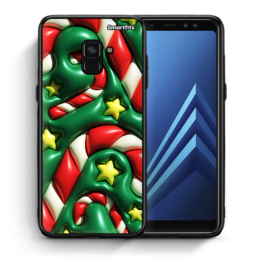 Θήκη Samsung A8 Christmas Bubbles από τη Smartfits με σχέδιο στο πίσω μέρος και μαύρο περίβλημα | Samsung A8 Christmas Bubbles case with colorful back and black bezels