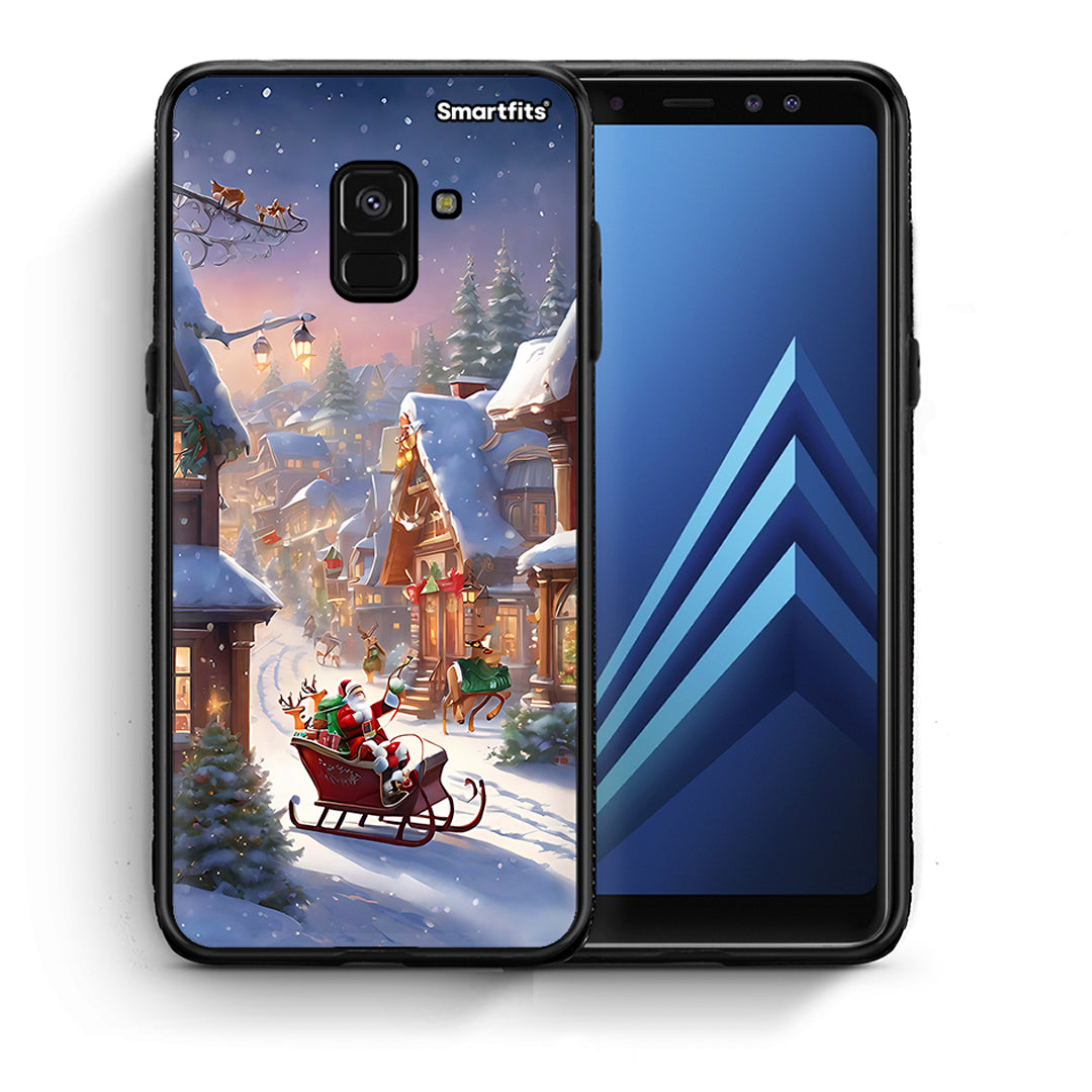 Θήκη Samsung A8 Christmas Snow από τη Smartfits με σχέδιο στο πίσω μέρος και μαύρο περίβλημα | Samsung A8 Christmas Snow case with colorful back and black bezels