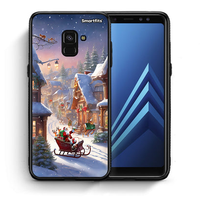 Θήκη Samsung A8 Christmas Snow από τη Smartfits με σχέδιο στο πίσω μέρος και μαύρο περίβλημα | Samsung A8 Christmas Snow case with colorful back and black bezels
