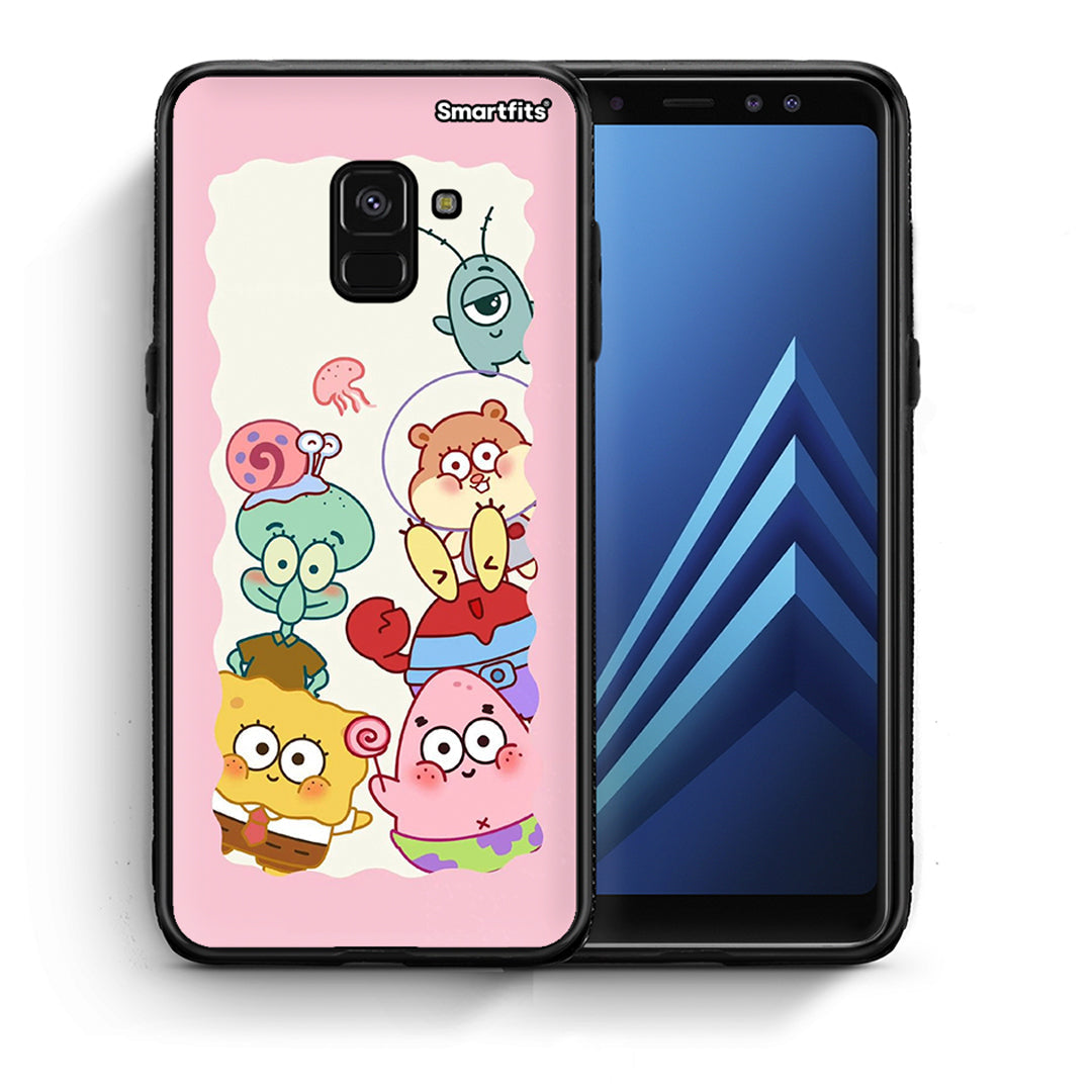 Θήκη Samsung A8 Cute Companion από τη Smartfits με σχέδιο στο πίσω μέρος και μαύρο περίβλημα | Samsung A8 Cute Companion case with colorful back and black bezels