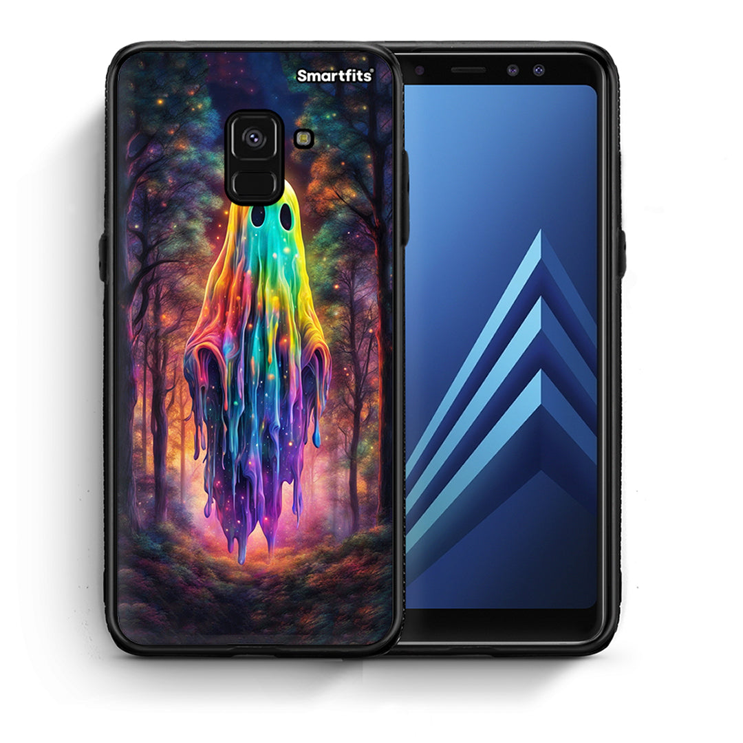 Θήκη Samsung A8 Halloween Ghost από τη Smartfits με σχέδιο στο πίσω μέρος και μαύρο περίβλημα | Samsung A8 Halloween Ghost case with colorful back and black bezels