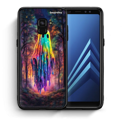 Θήκη Samsung A8 Halloween Ghost από τη Smartfits με σχέδιο στο πίσω μέρος και μαύρο περίβλημα | Samsung A8 Halloween Ghost case with colorful back and black bezels