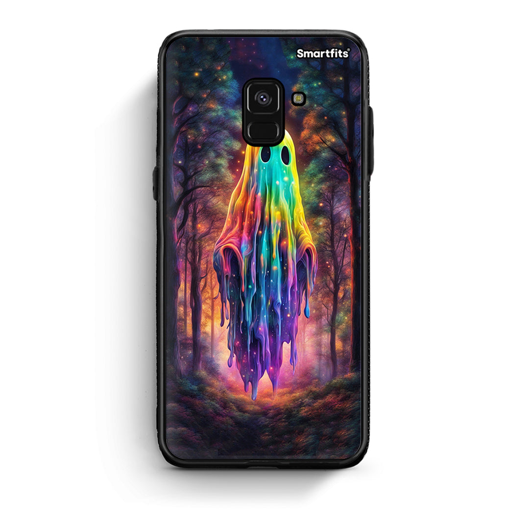 Samsung A8 Halloween Ghost θήκη από τη Smartfits με σχέδιο στο πίσω μέρος και μαύρο περίβλημα | Smartphone case with colorful back and black bezels by Smartfits