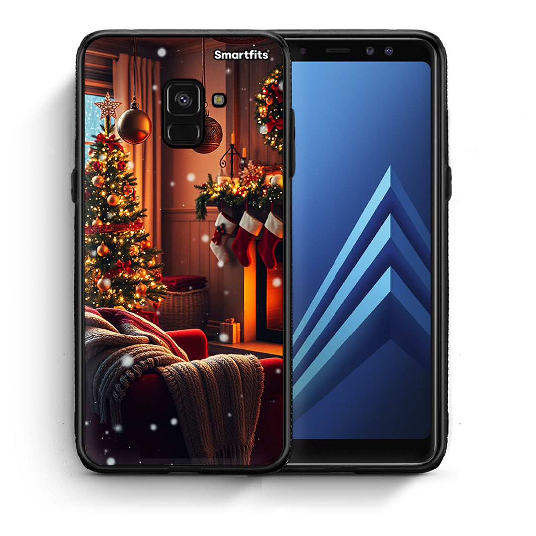 Θήκη Samsung A8 Home For Christmas από τη Smartfits με σχέδιο στο πίσω μέρος και μαύρο περίβλημα | Samsung A8 Home For Christmas case with colorful back and black bezels