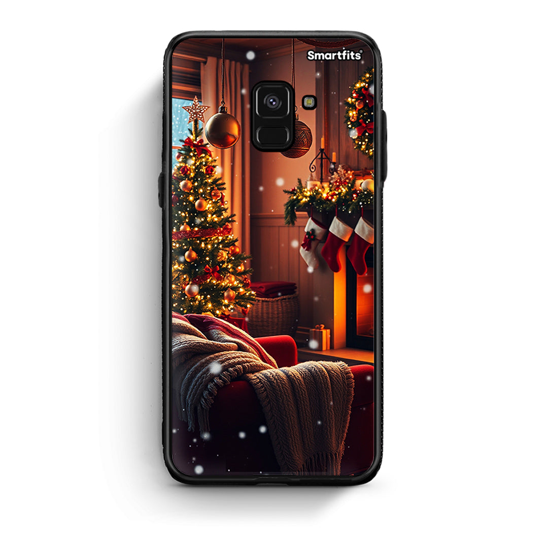 Samsung A8 Home For Christmas θήκη από τη Smartfits με σχέδιο στο πίσω μέρος και μαύρο περίβλημα | Smartphone case with colorful back and black bezels by Smartfits