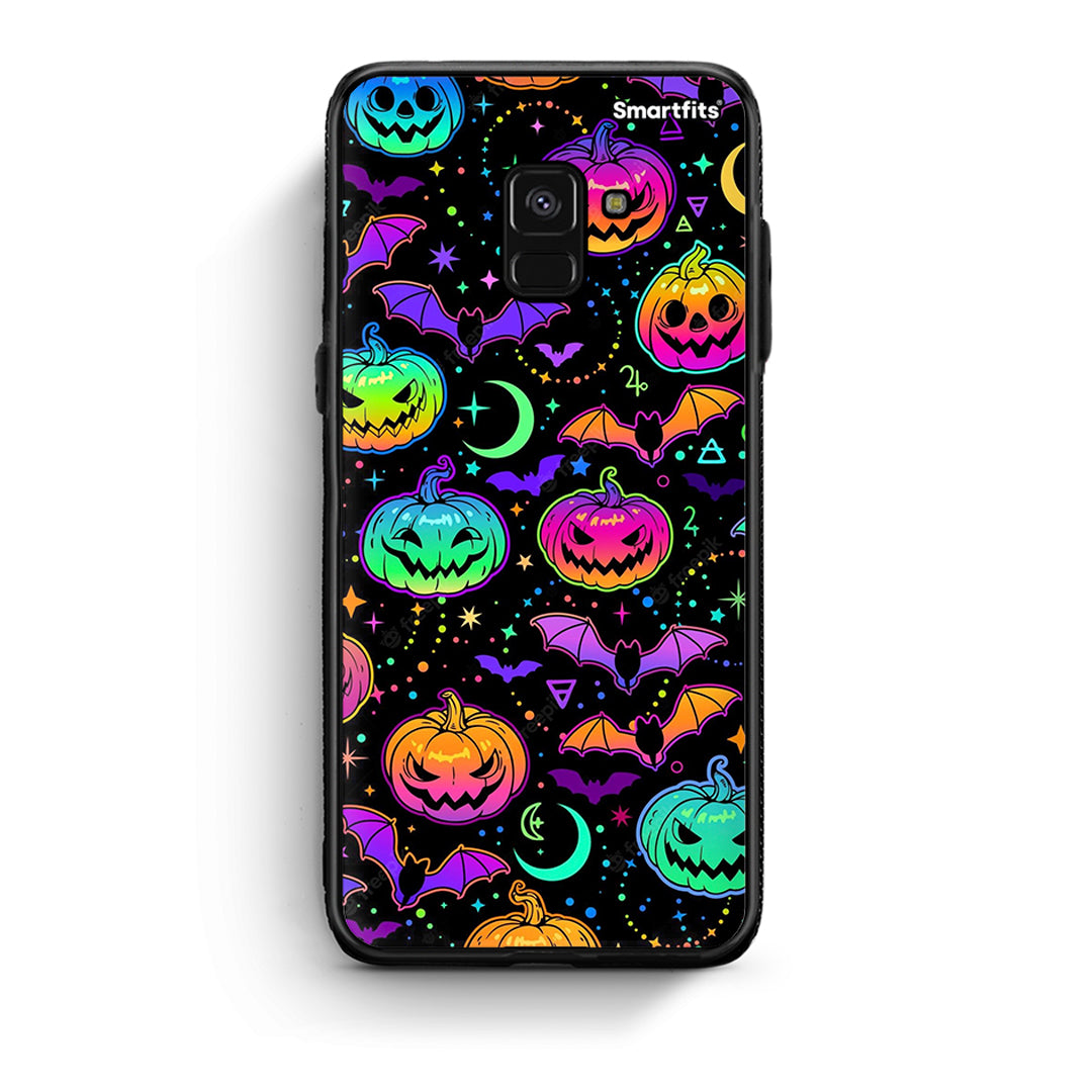 Samsung A8 Neon Halloween θήκη από τη Smartfits με σχέδιο στο πίσω μέρος και μαύρο περίβλημα | Smartphone case with colorful back and black bezels by Smartfits