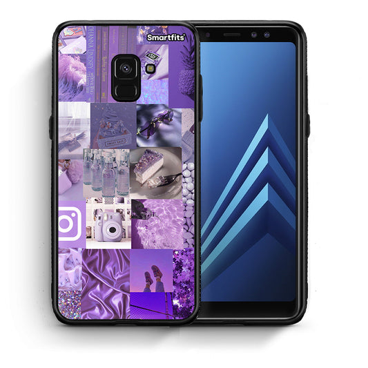 Θήκη Samsung A8 Purple Aesthetic Collage από τη Smartfits με σχέδιο στο πίσω μέρος και μαύρο περίβλημα | Samsung A8 Purple Aesthetic Collage case with colorful back and black bezels